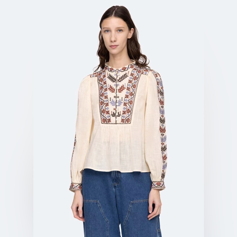 NWT Sea New York Ellabeth Cotton Embroidered Top Blouse